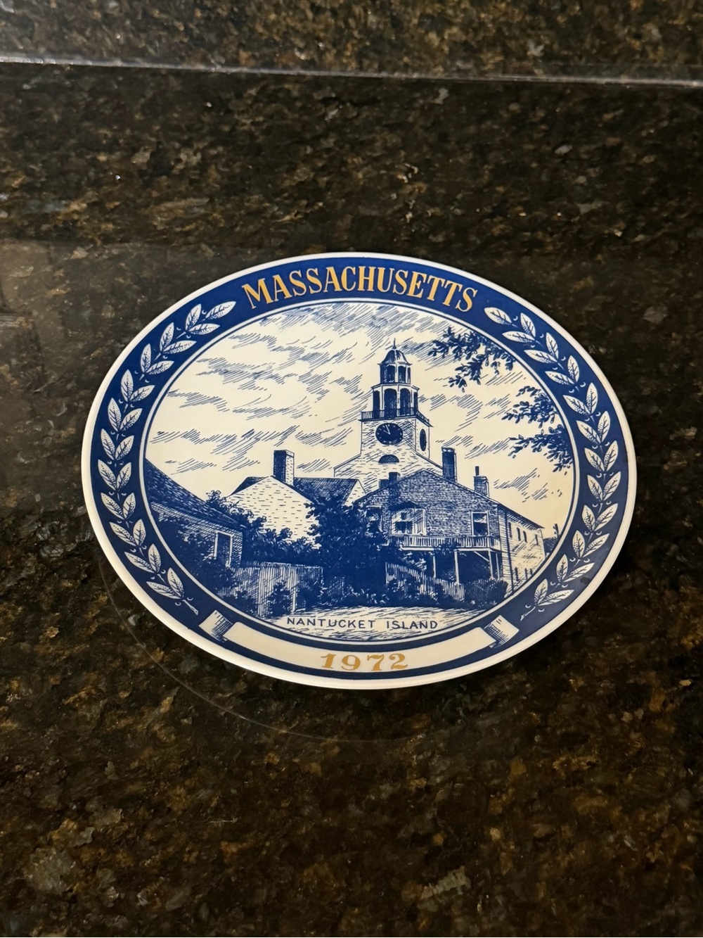 1972 Nantucket Island MA Decorative Collector Plate 7.5” | Blue & White - Picture 3 of 5